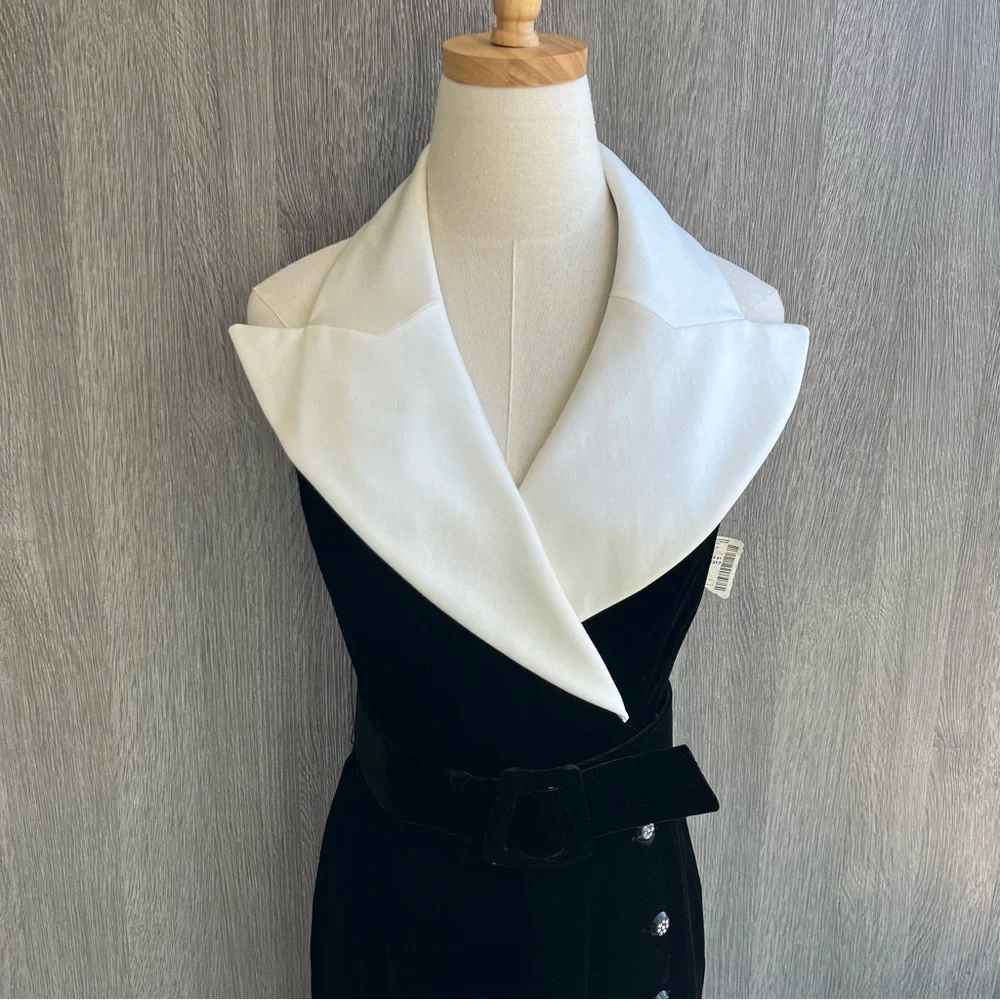 NWT Vintage Saks Fifth Avenue Velvet Halter Neck Size 8 - Picture 3 of 5